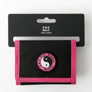 T & C Nylon Velcro Wallet - Black/Pink