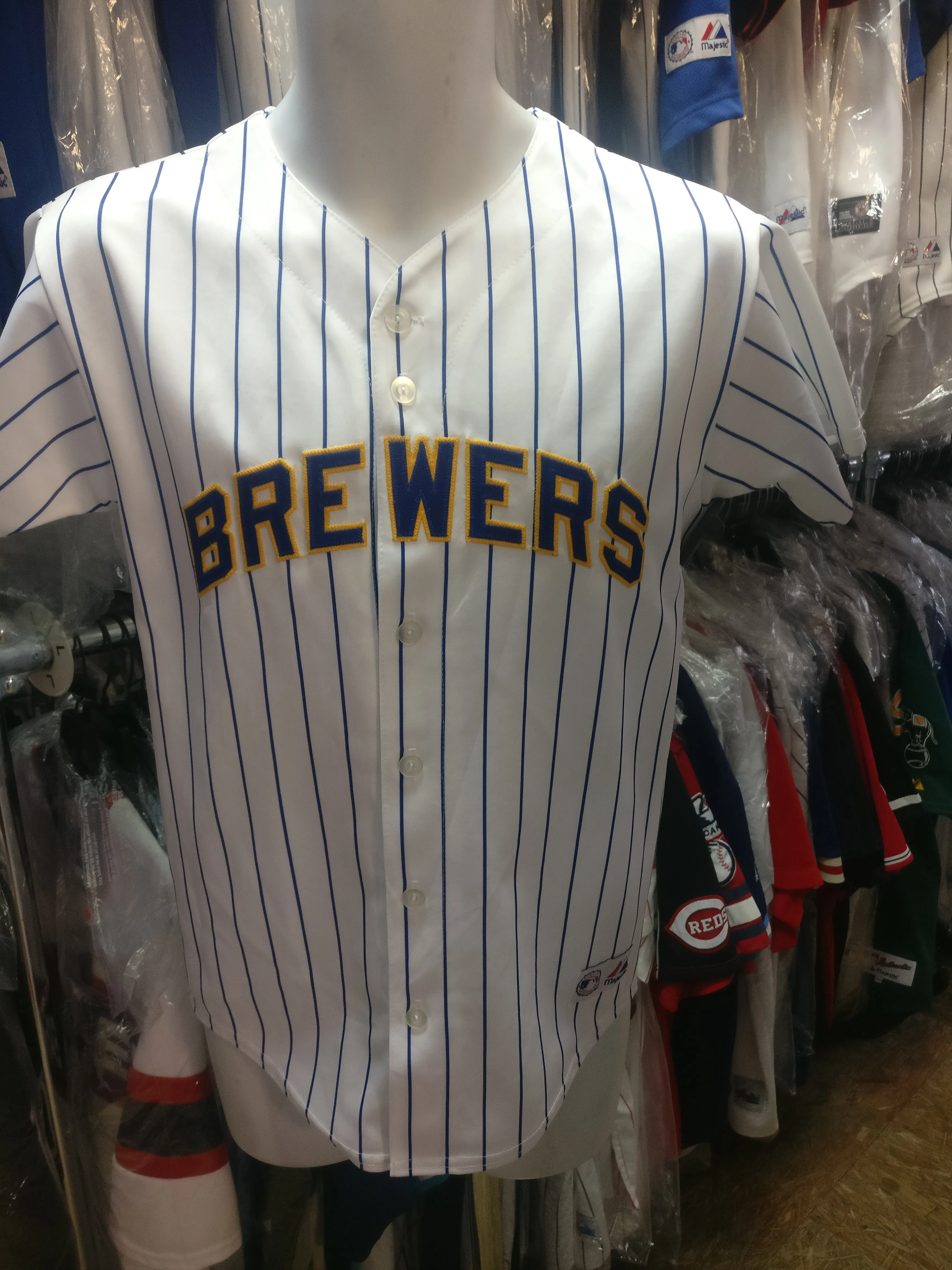 Vintage MILWAUKEE BREWERS MLB Majestic Jersey YL