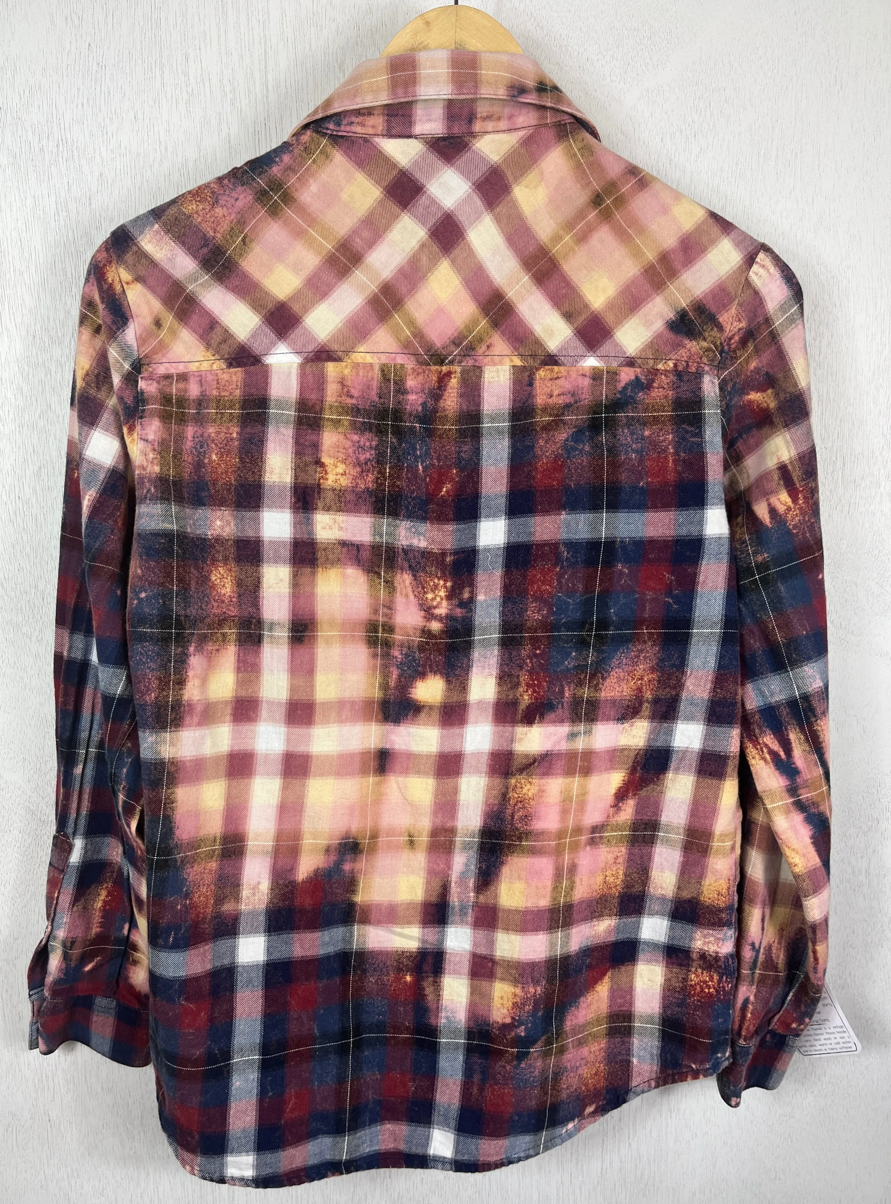 Vintage Western Style Navy, Burgundy, Lavender and Cream Flannel Size Small