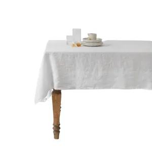 White Lightweight Linen Tablecloth