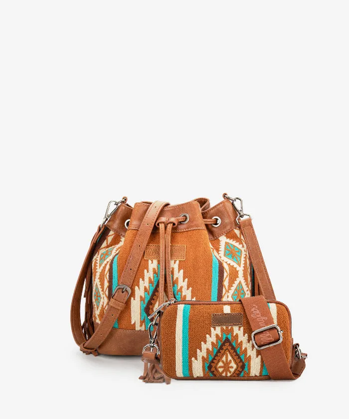 Wrangler Aztec Knitted Bucket Bag Set