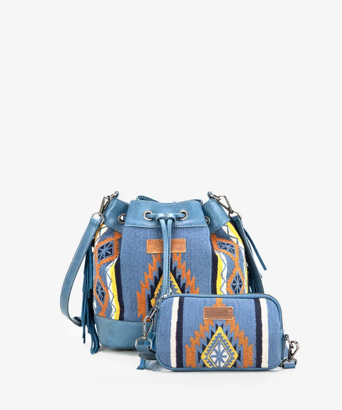 Wrangler Aztec Knitted Bucket Bag Set