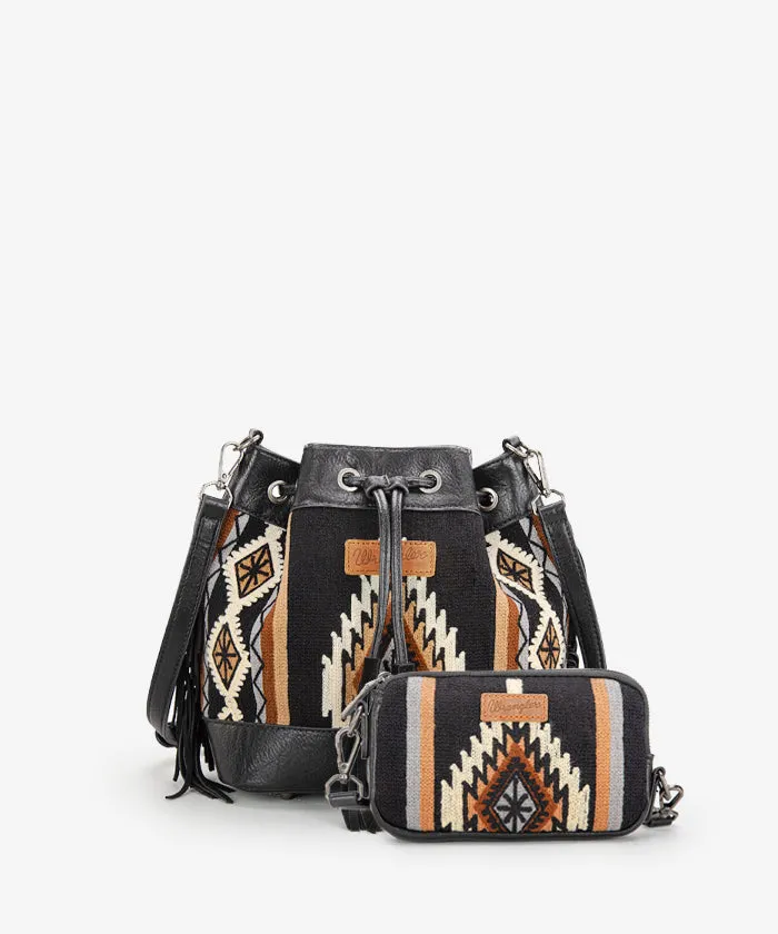 Wrangler Aztec Knitted Bucket Bag Set