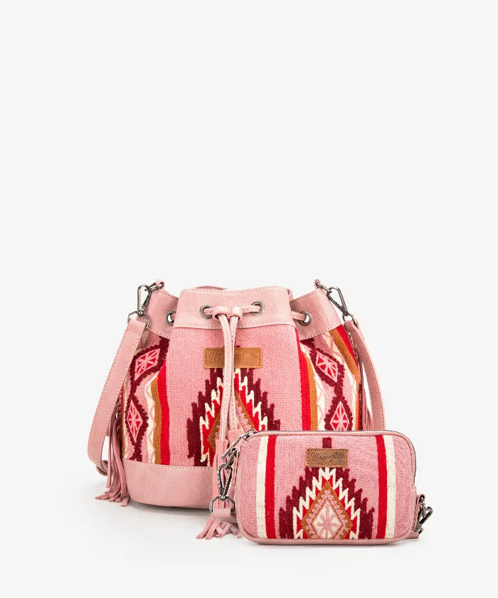 Wrangler Aztec Knitted Bucket Bag Set