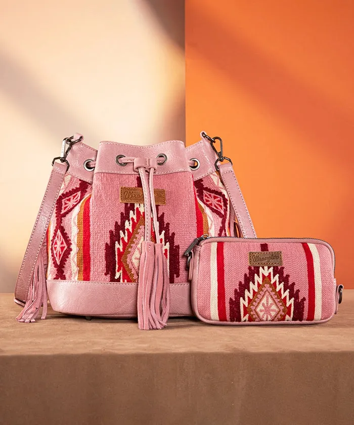 Wrangler Aztec Knitted Bucket Bag Set