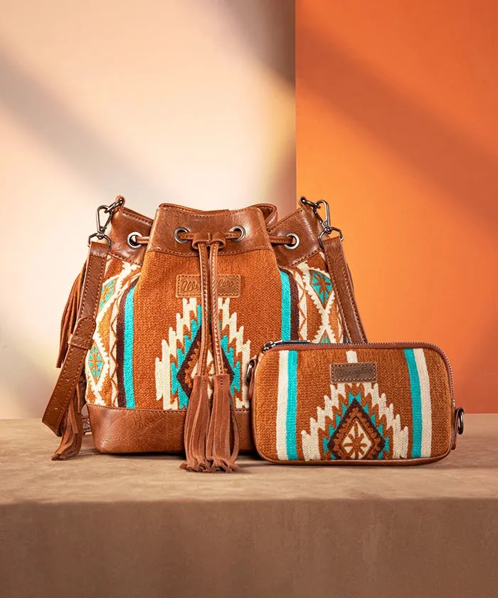 Wrangler Aztec Knitted Bucket Bag Set