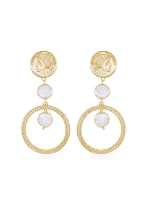 Your Majesty Coin & Freshwater Pearl Drop Earrings